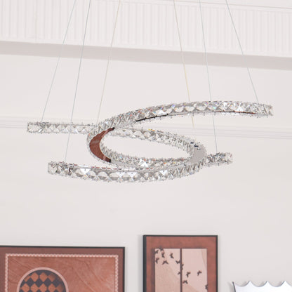 Modern Crystal Double C Crown Chandelier