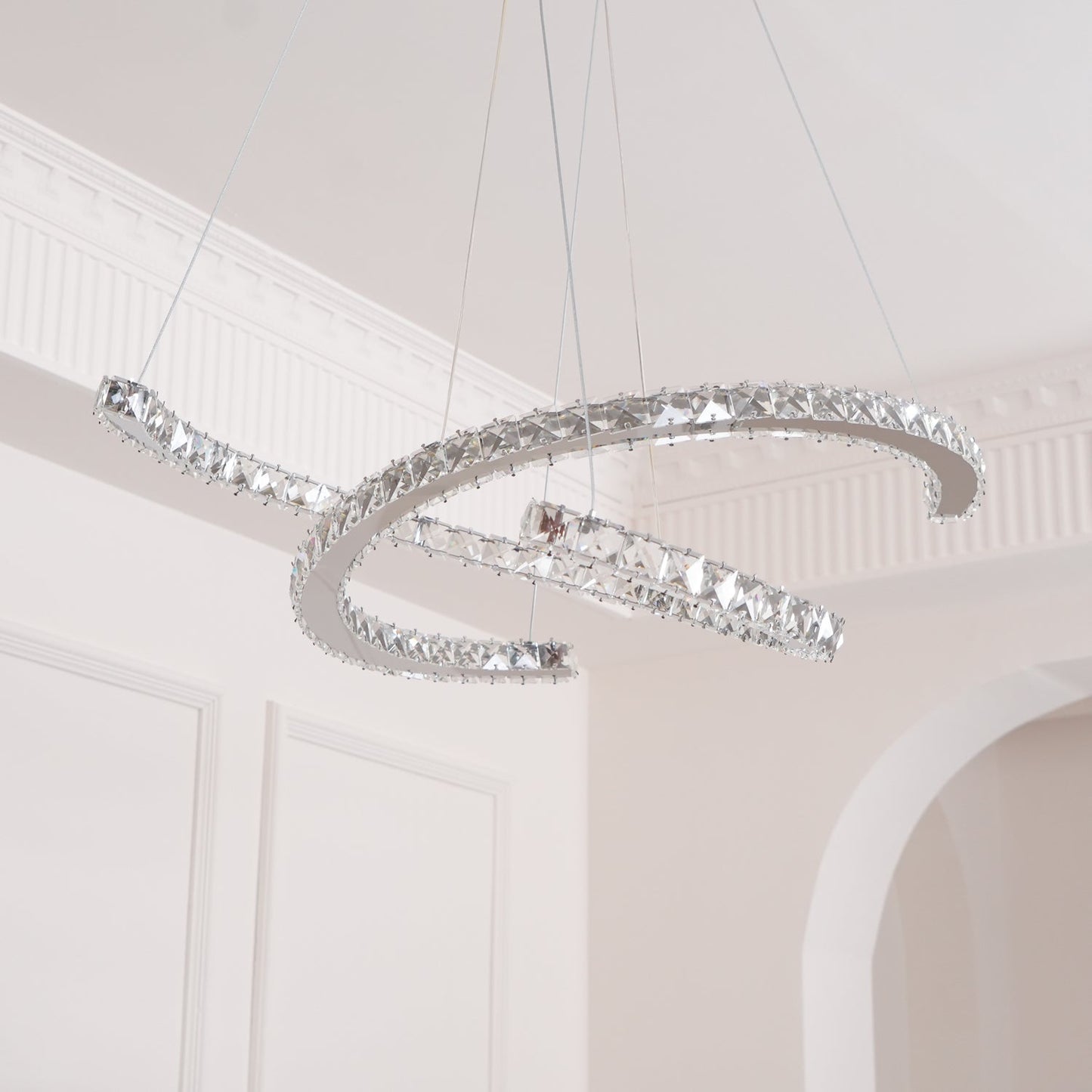 Modern Crystal Double C Crown Chandelier