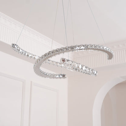 Modern Crystal Double C Crown Chandelier