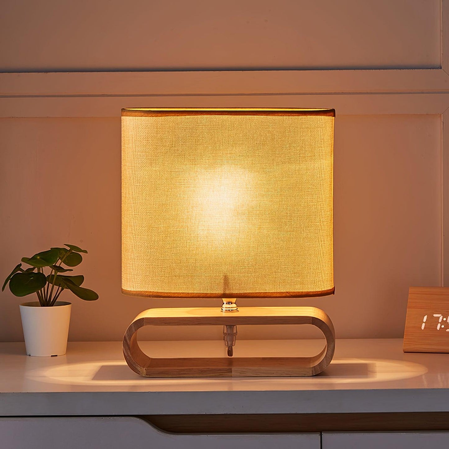 Moti Wood Side table lamp Table Lamp