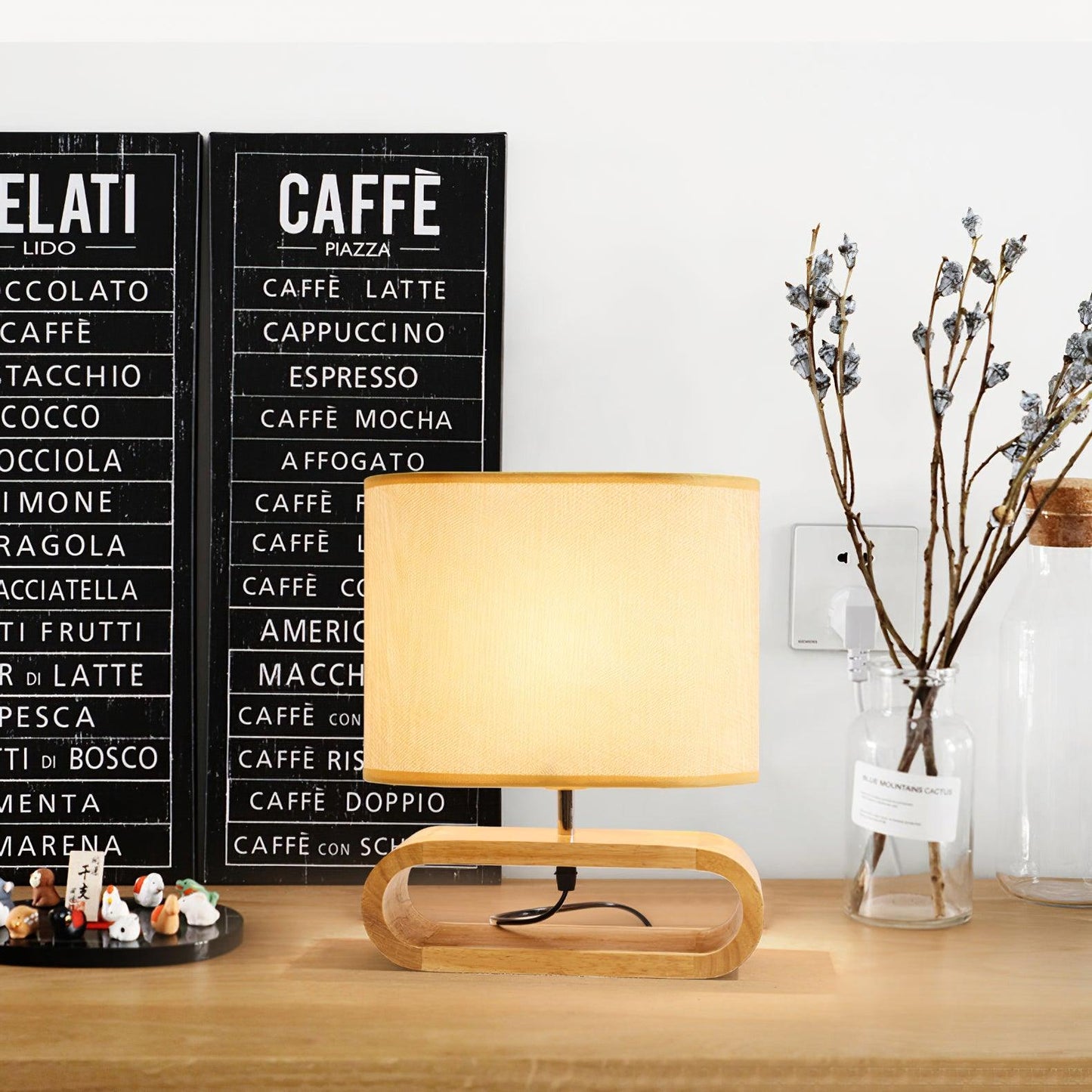 Moti Wood Side table lamp Table Lamp