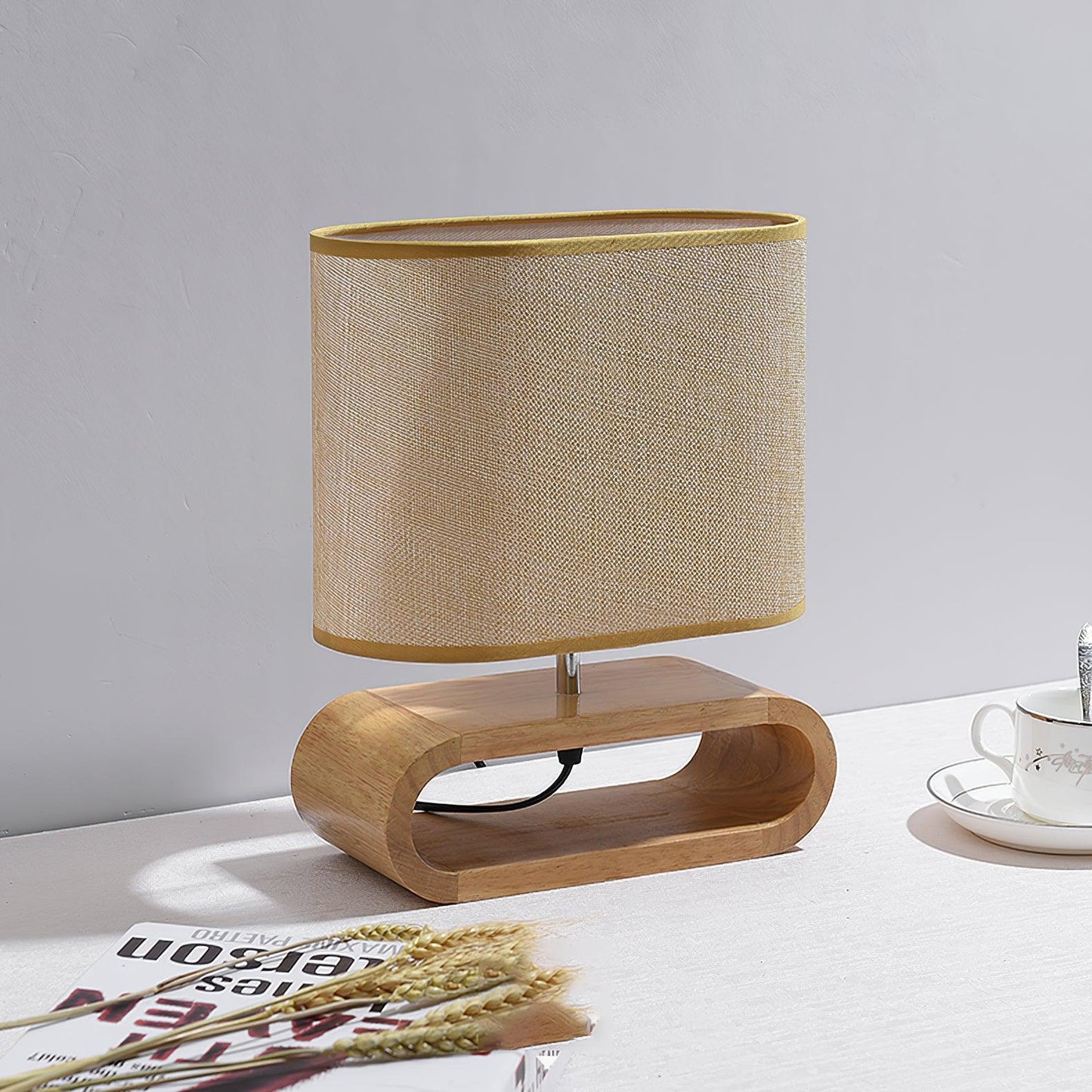 Moti Wood Side table lamp Table Lamp