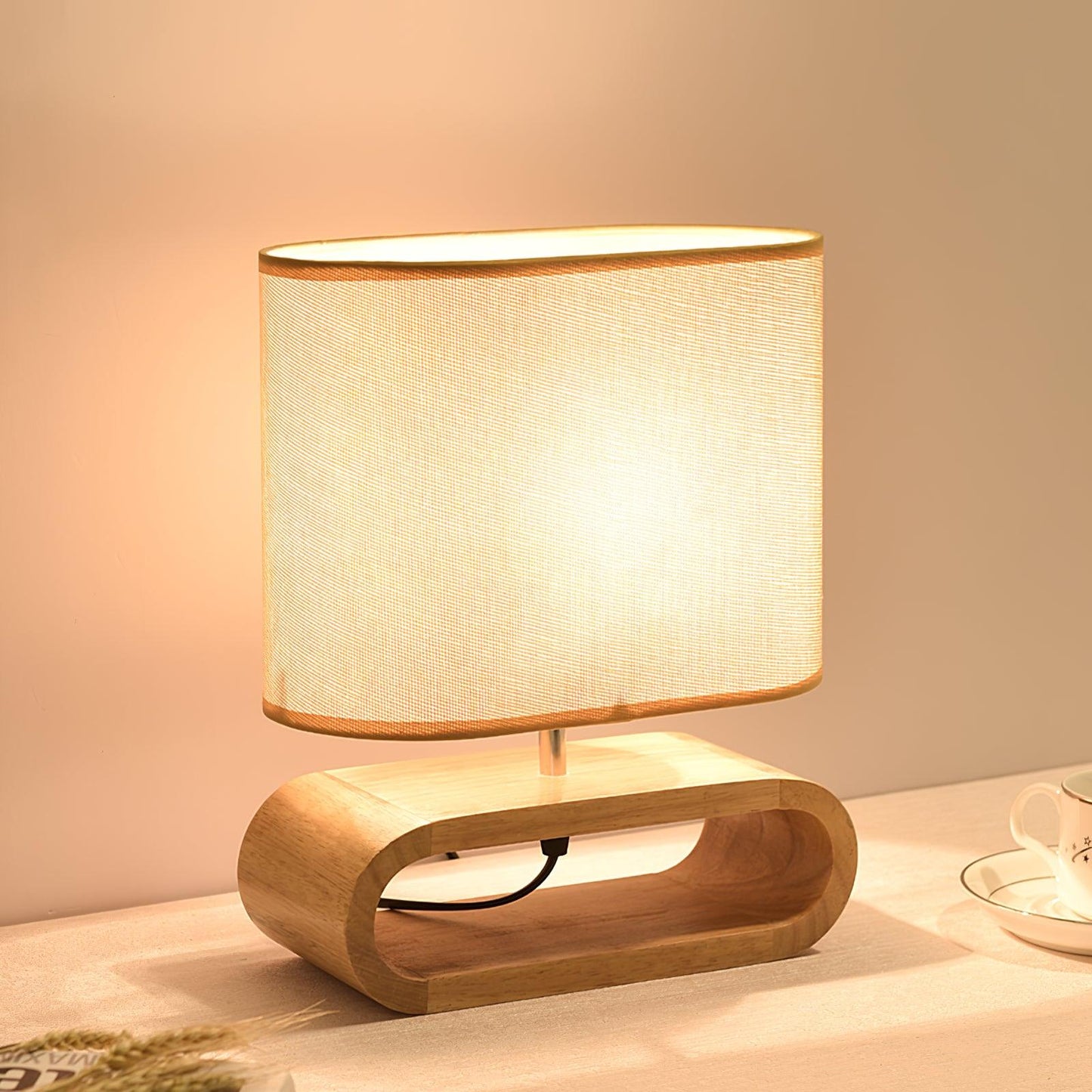 Moti Wood Side table lamp Table Lamp