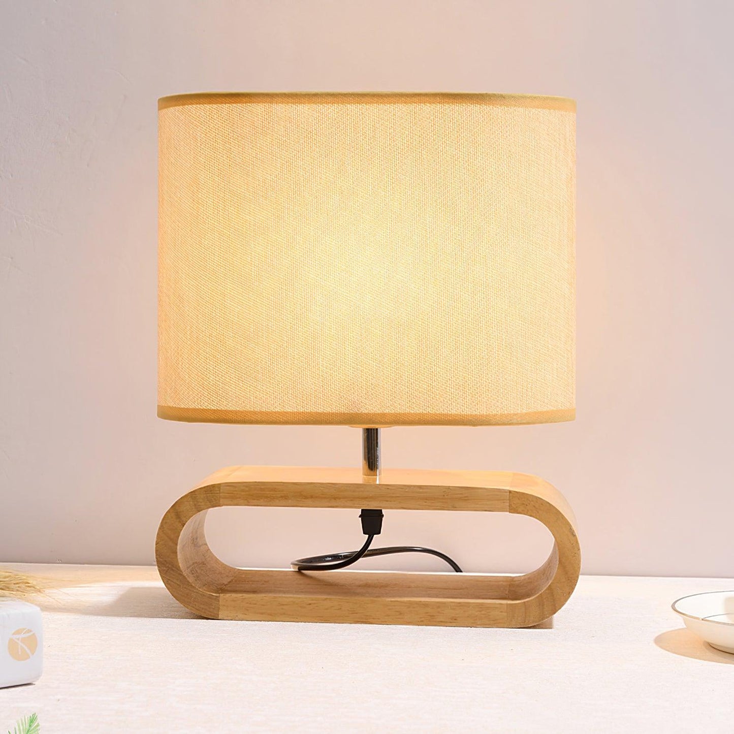 Moti Wood Side table lamp Table Lamp