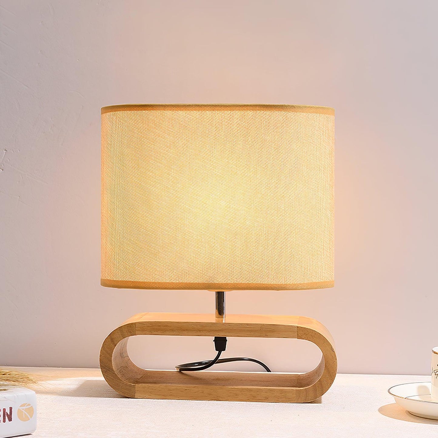 Moti Wood Side table lamp Table Lamp