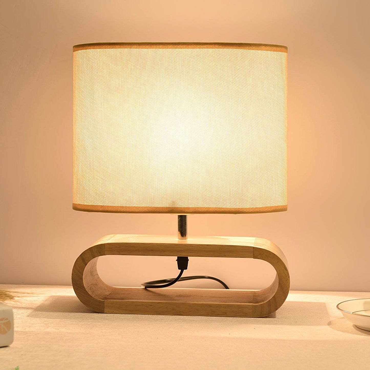 Moti Wood Side table lamp Table Lamp