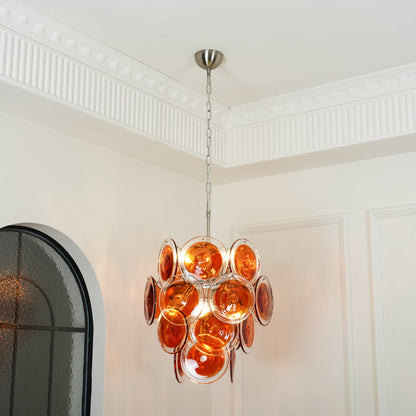 Murano Orange Disk Glass Pendant light Chandelier