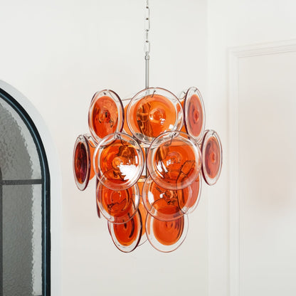Murano Orange Disk Glass Pendant light Chandelier