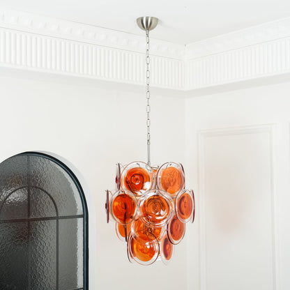 Murano Orange Disk Glass Pendant light Chandelier
