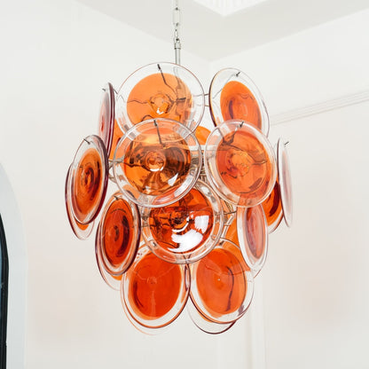 Murano Orange Disk Glass Pendant light Chandelier