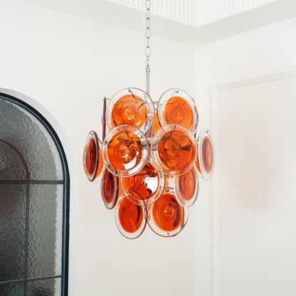 Murano Orange Disk Glass Pendant light Chandelier