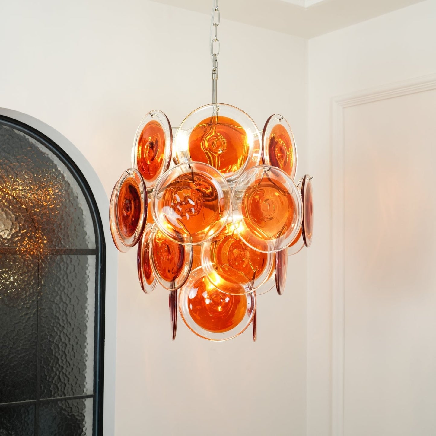 Murano Orange Disk Glass Pendant light Chandelier