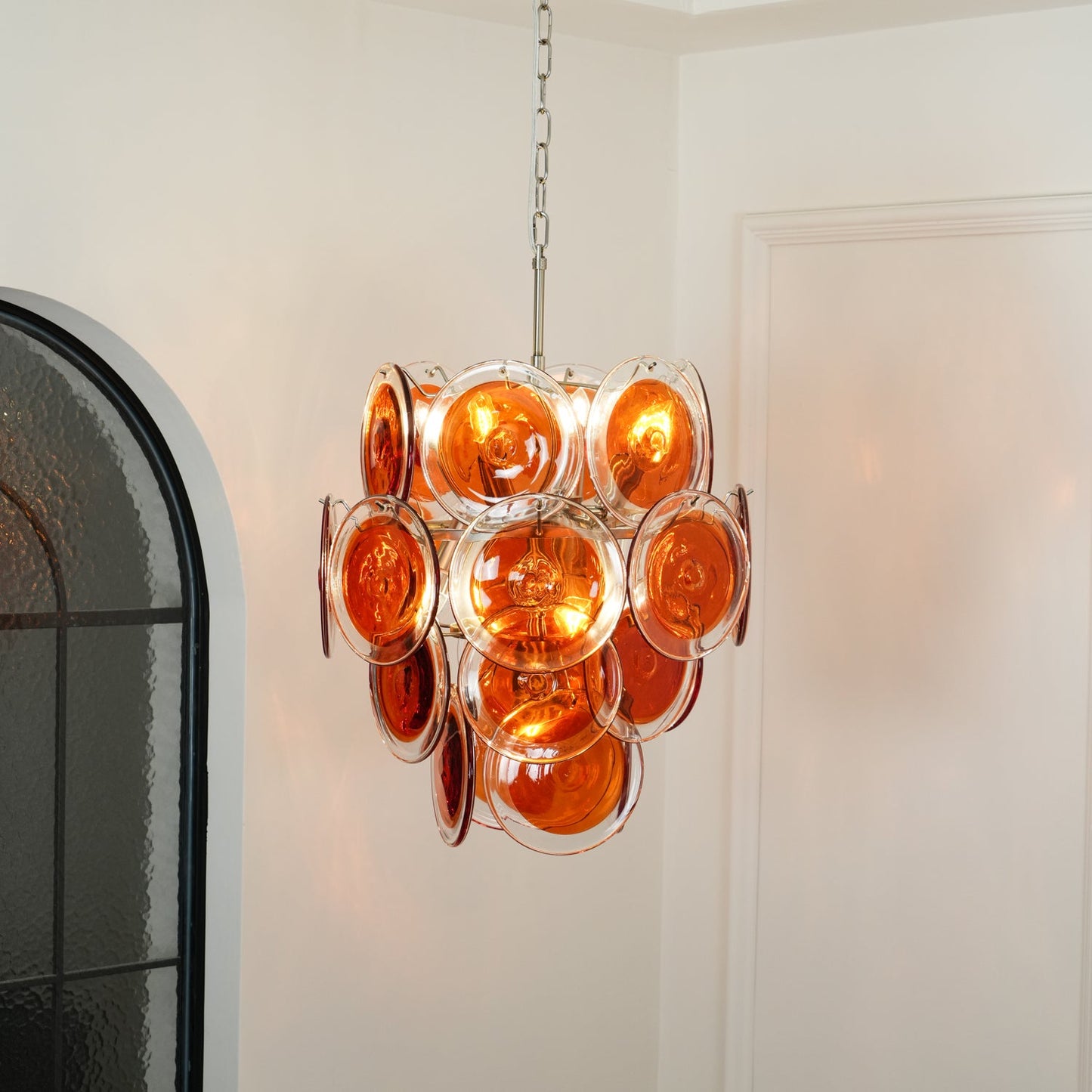 Murano Orange Disk Glass Pendant light Chandelier