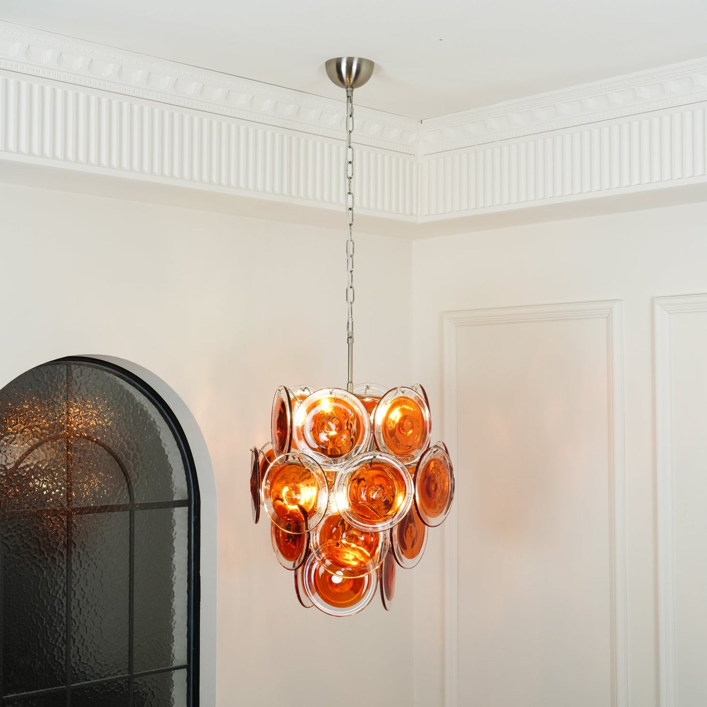 Murano Orange Disk Glass Pendant light Chandelier