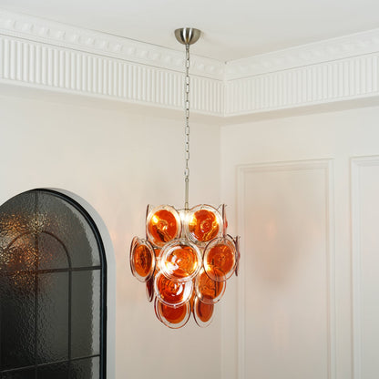 Murano Orange Disk Glass Pendant light Chandelier