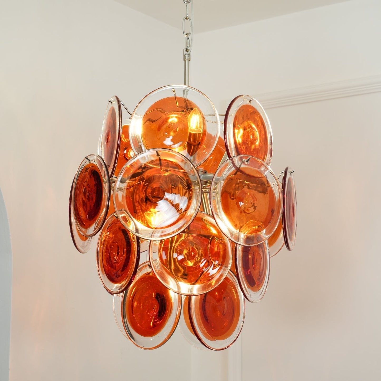 Murano Orange Disk Glass Pendant light Chandelier