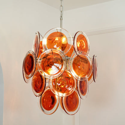 Murano Orange Disk Glass Pendant light Chandelier