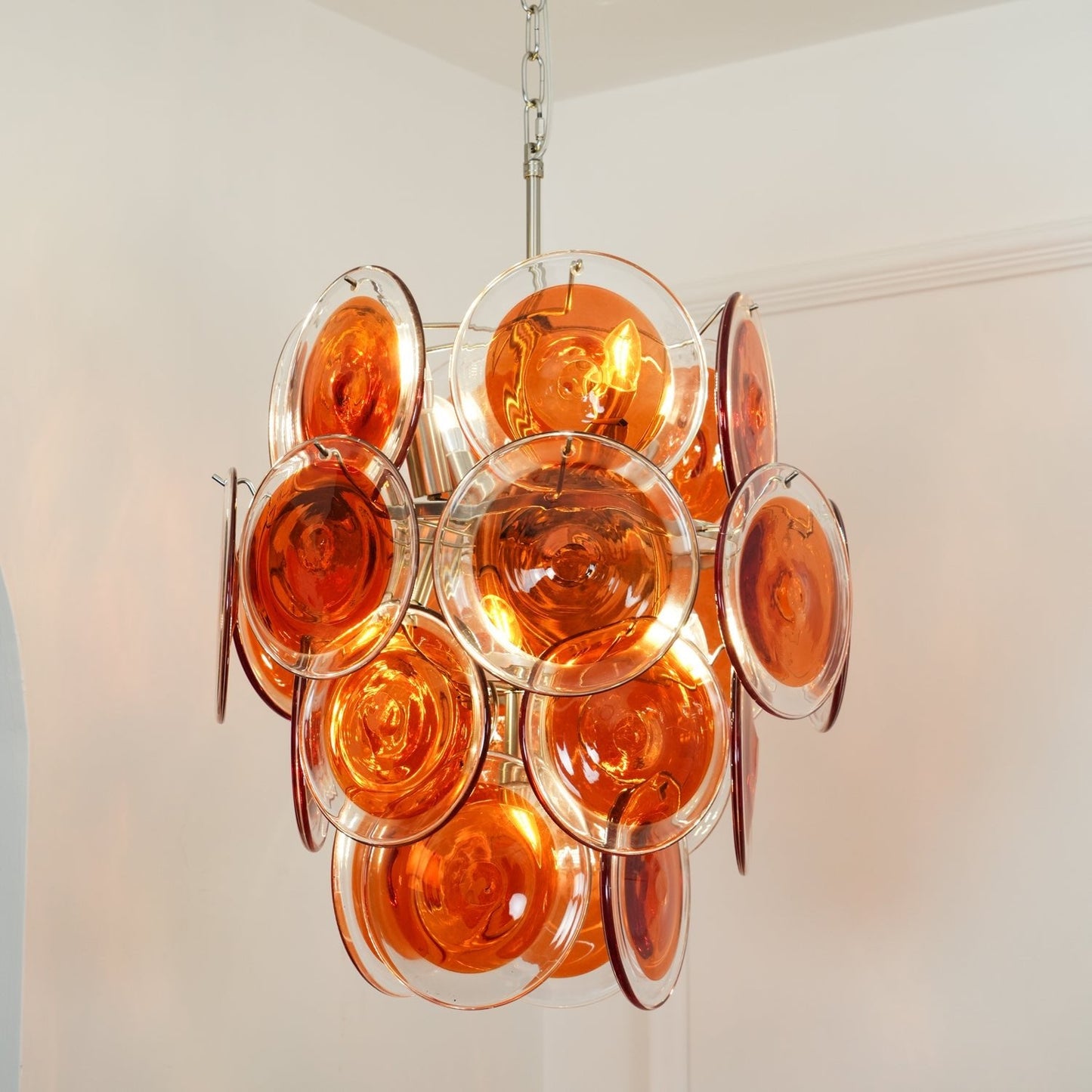 Murano Orange Disk Glass Pendant light Chandelier