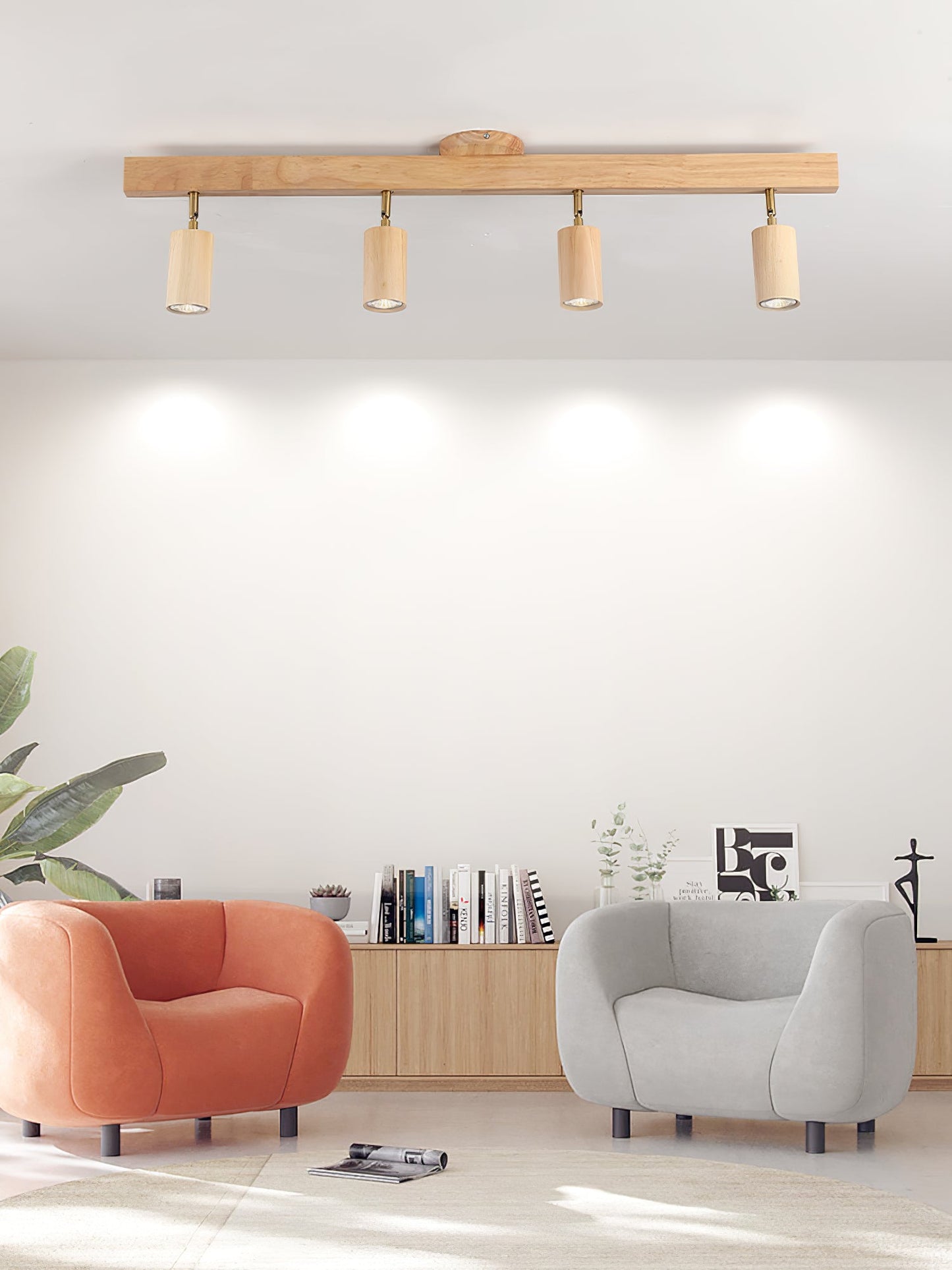 Natural Wood Beam Ceiling-mounted light Spotlight Light