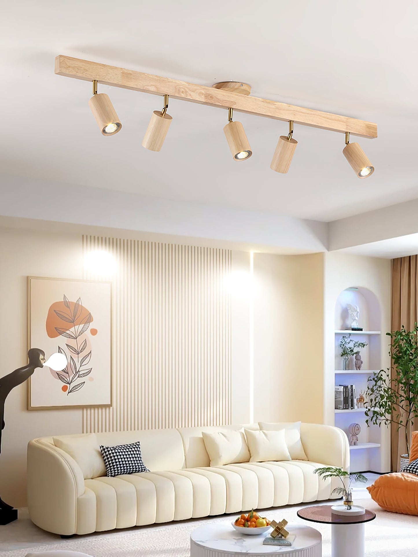 Natural Wood Beam Ceiling-mounted light Spotlight Light