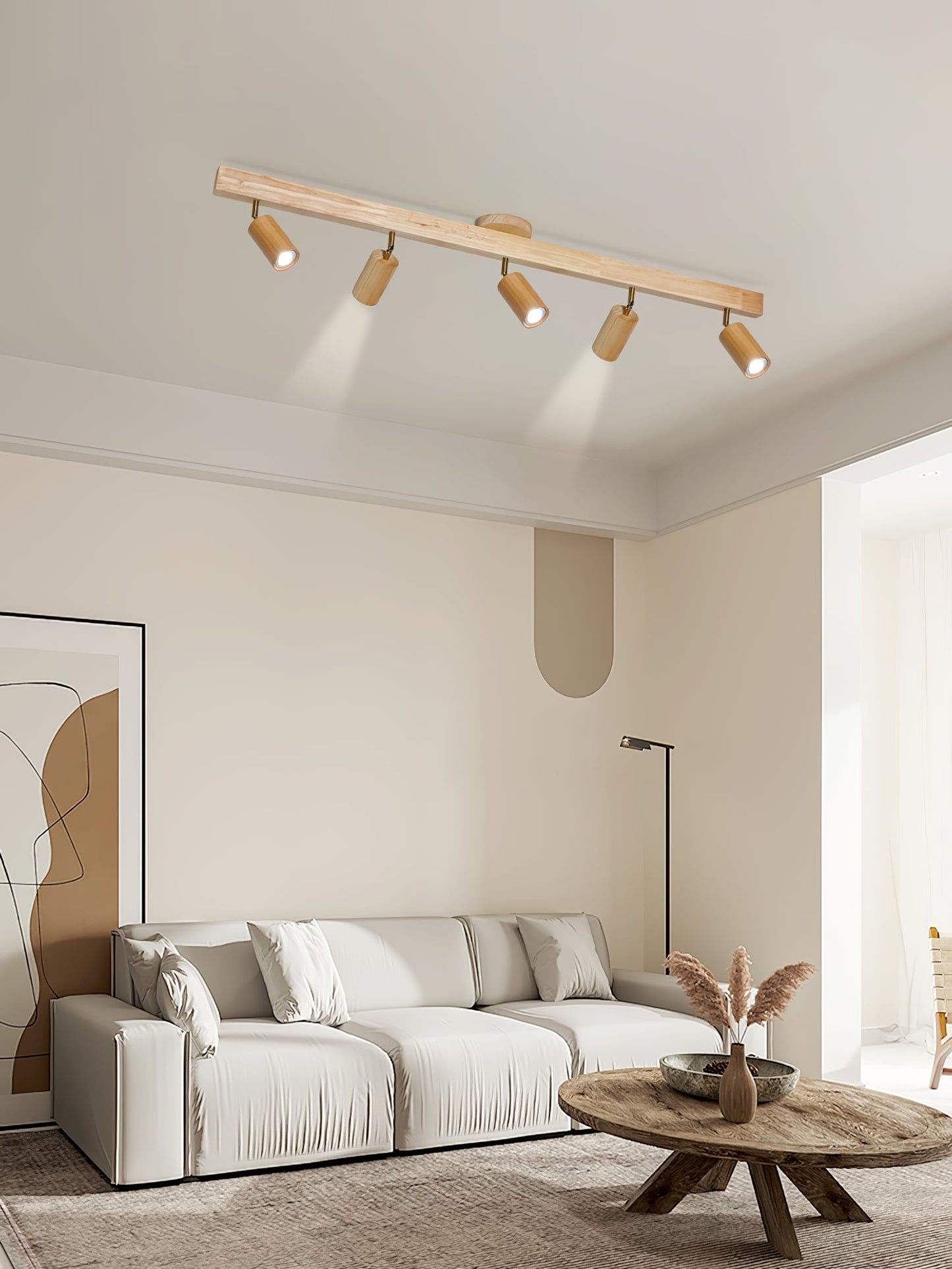 Natural Wood Beam Ceiling-mounted light Spotlight Light