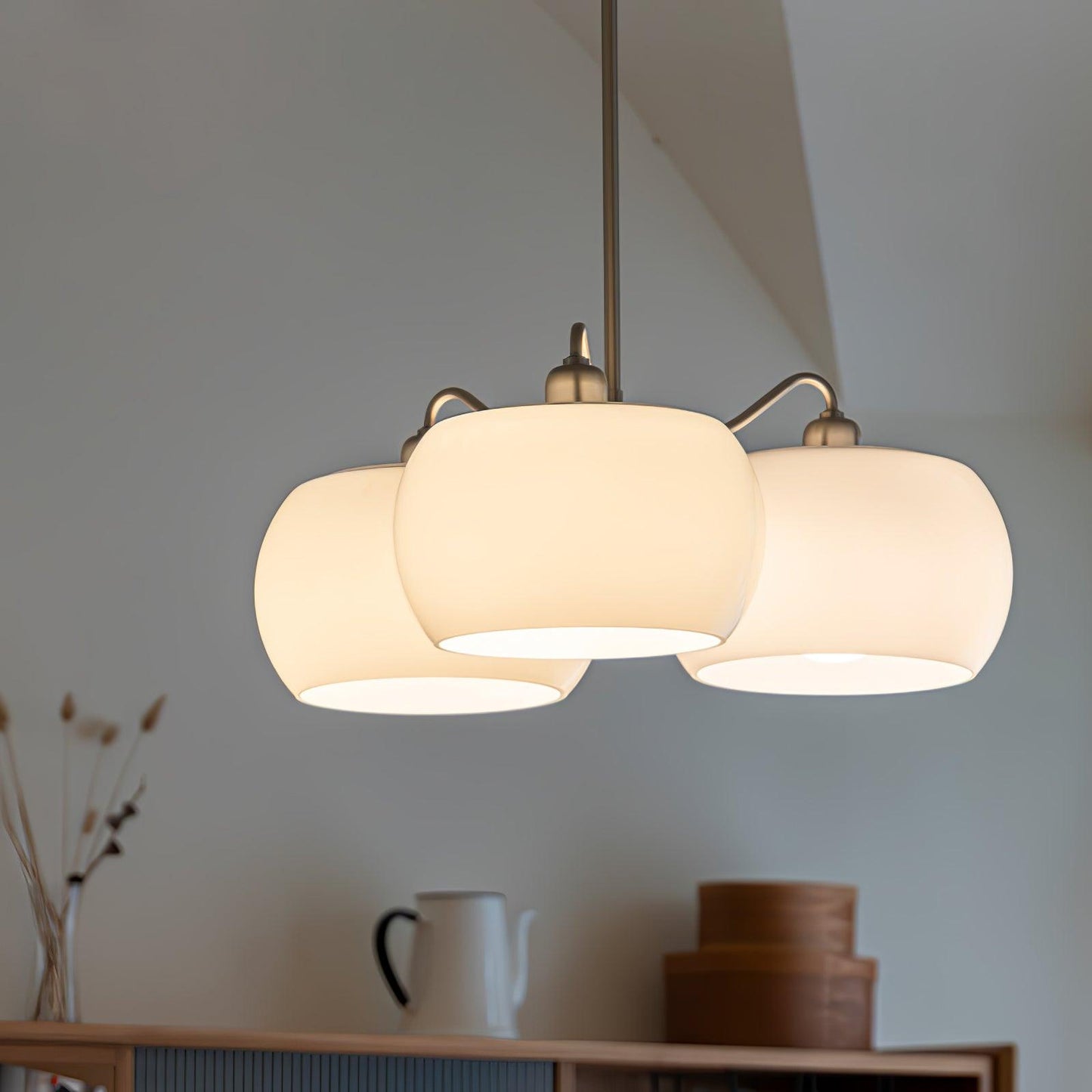 Nickel Glass Persimmon Electrolier Chandelier