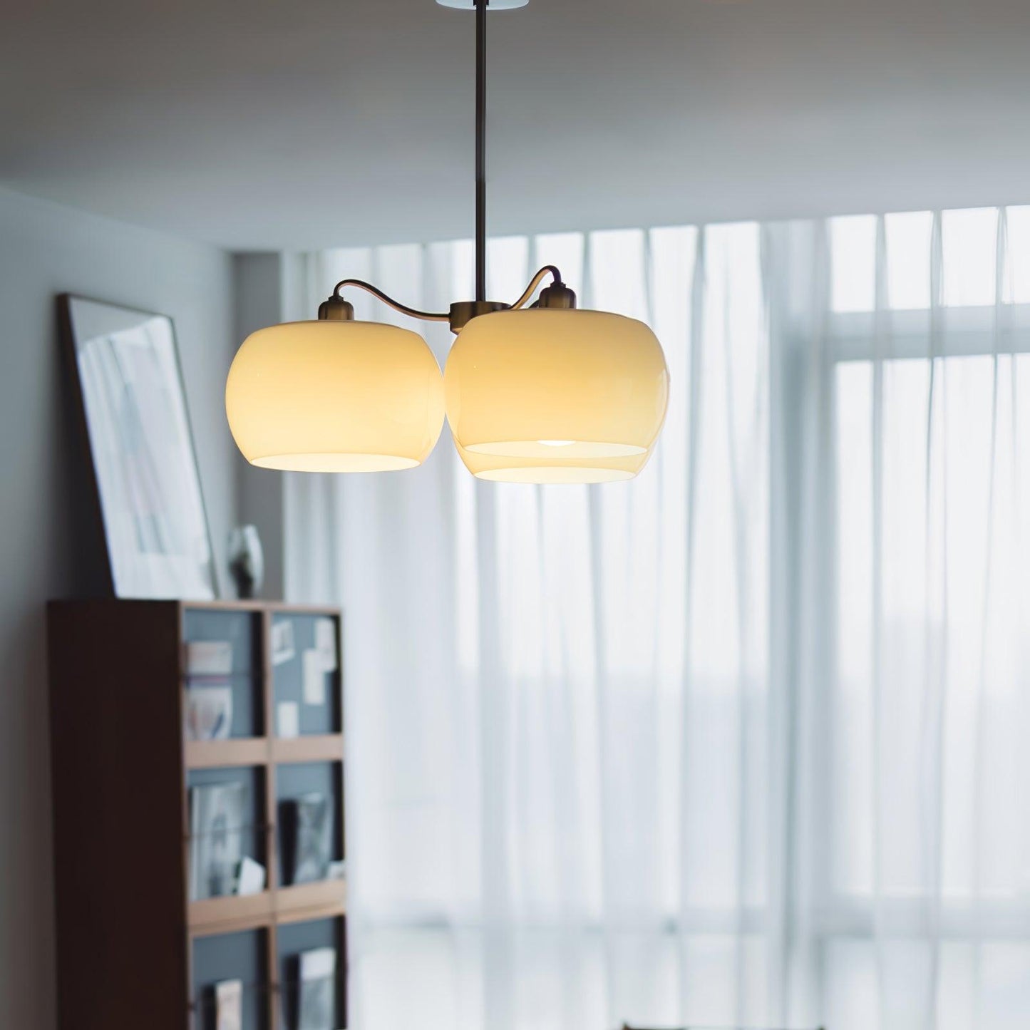 Nickel Glass Persimmon Electrolier Chandelier