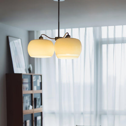 Nickel Glass Persimmon Electrolier Chandelier