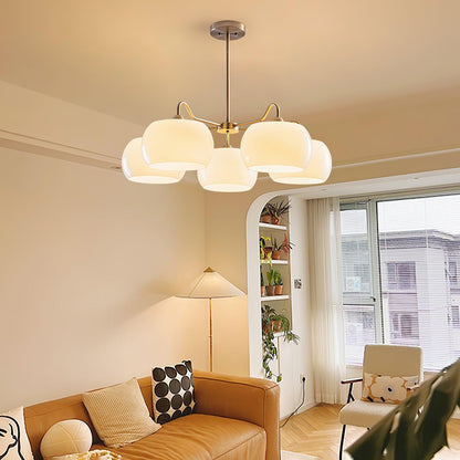 Nickel Glass Persimmon Electrolier Chandelier