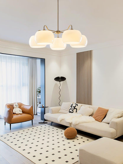 Nickel Glass Persimmon Electrolier Chandelier