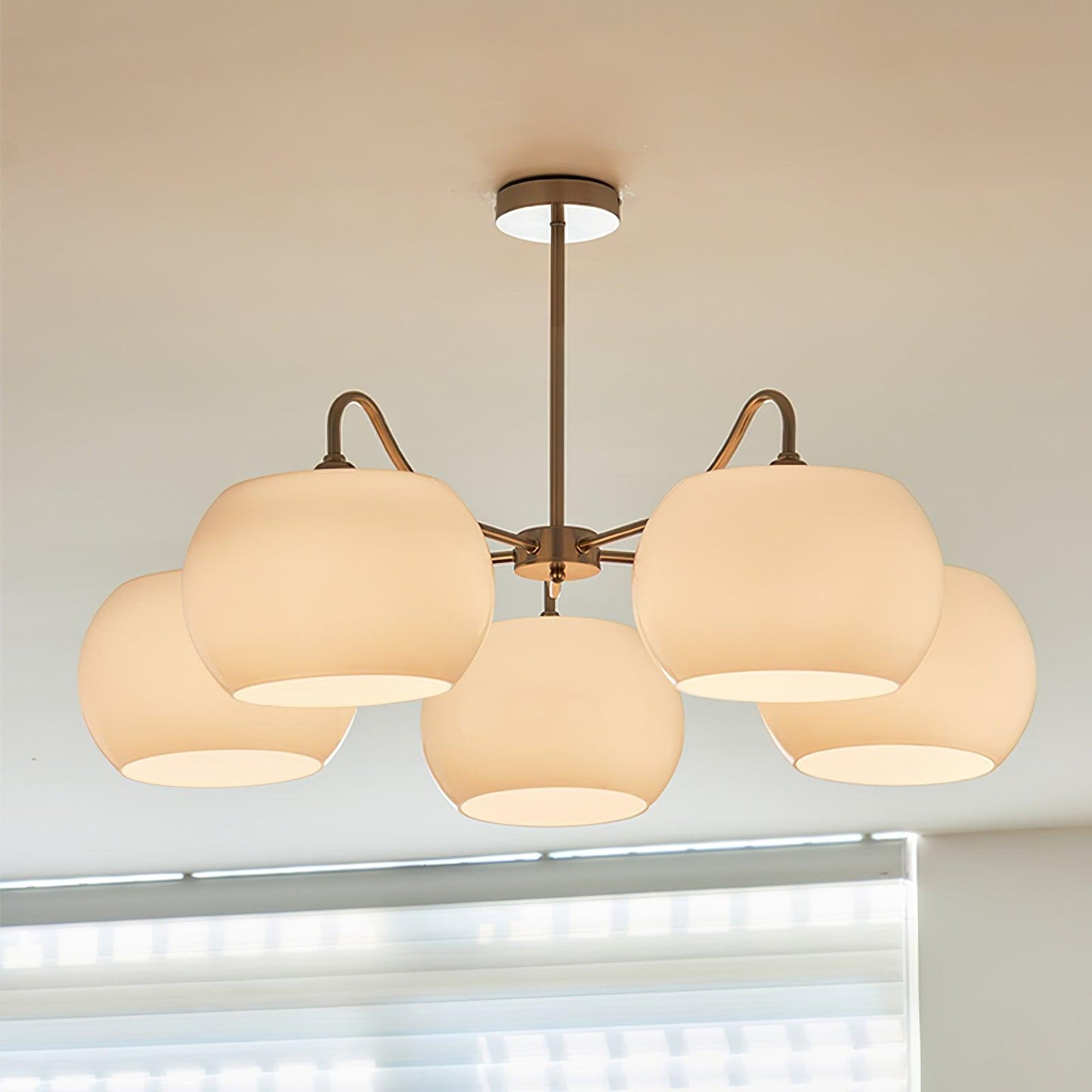 Nickel Glass Persimmon Electrolier Chandelier