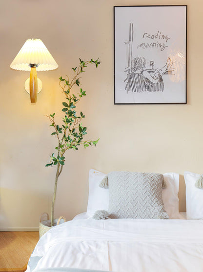 Oak Pleated Bracket light Wall Light