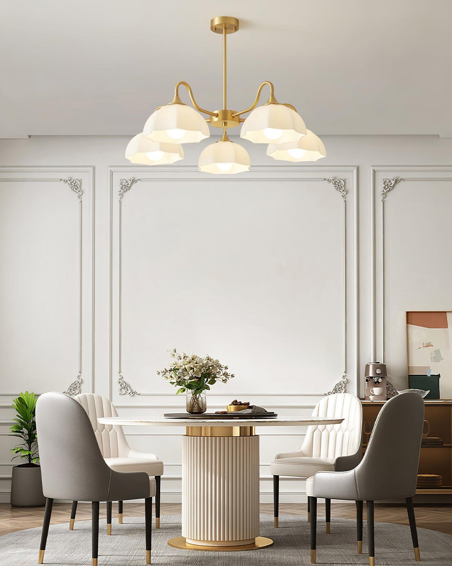 Octagonal Glass Bowl Electrolier Chandelier