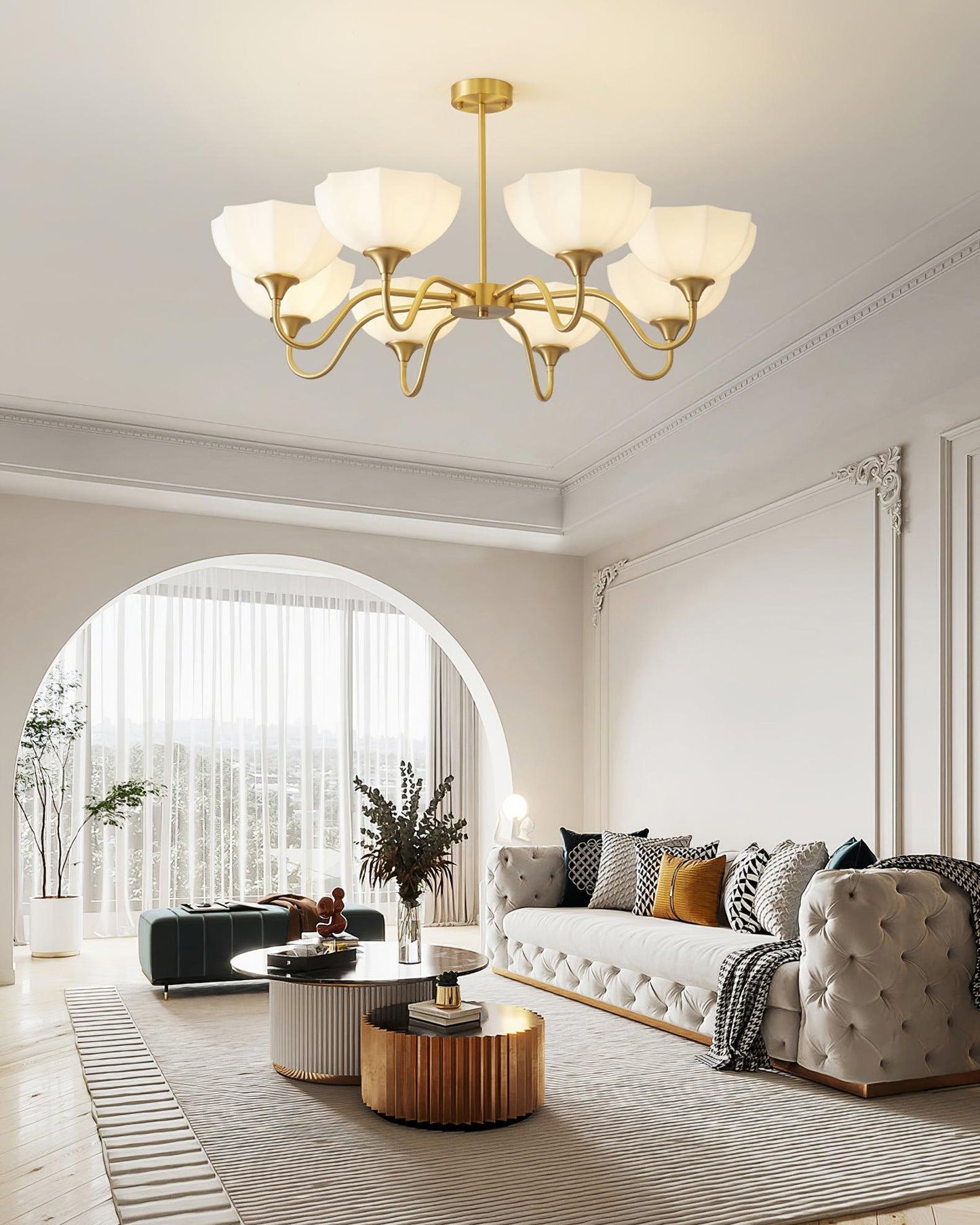 Octagonal Glass Bowl Electrolier Chandelier