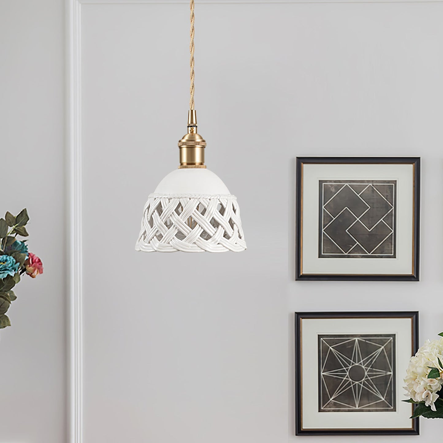 Openwork Ceramic Hanging light Pendant Lamp
