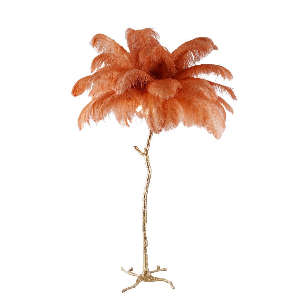 Ostrich Feather Brass Standing Lamp Floor Lamp