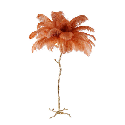 Ostrich Feather Brass Standing Lamp Floor Lamp