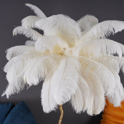 Ostrich Feather Brass Standing Lamp Floor Lamp
