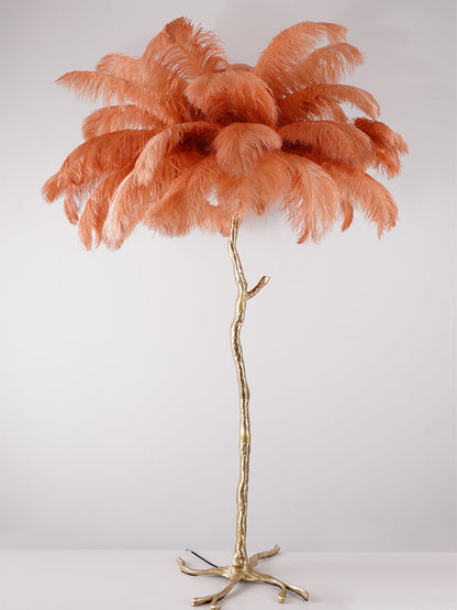 Ostrich Feather Brass Standing Lamp Floor Lamp