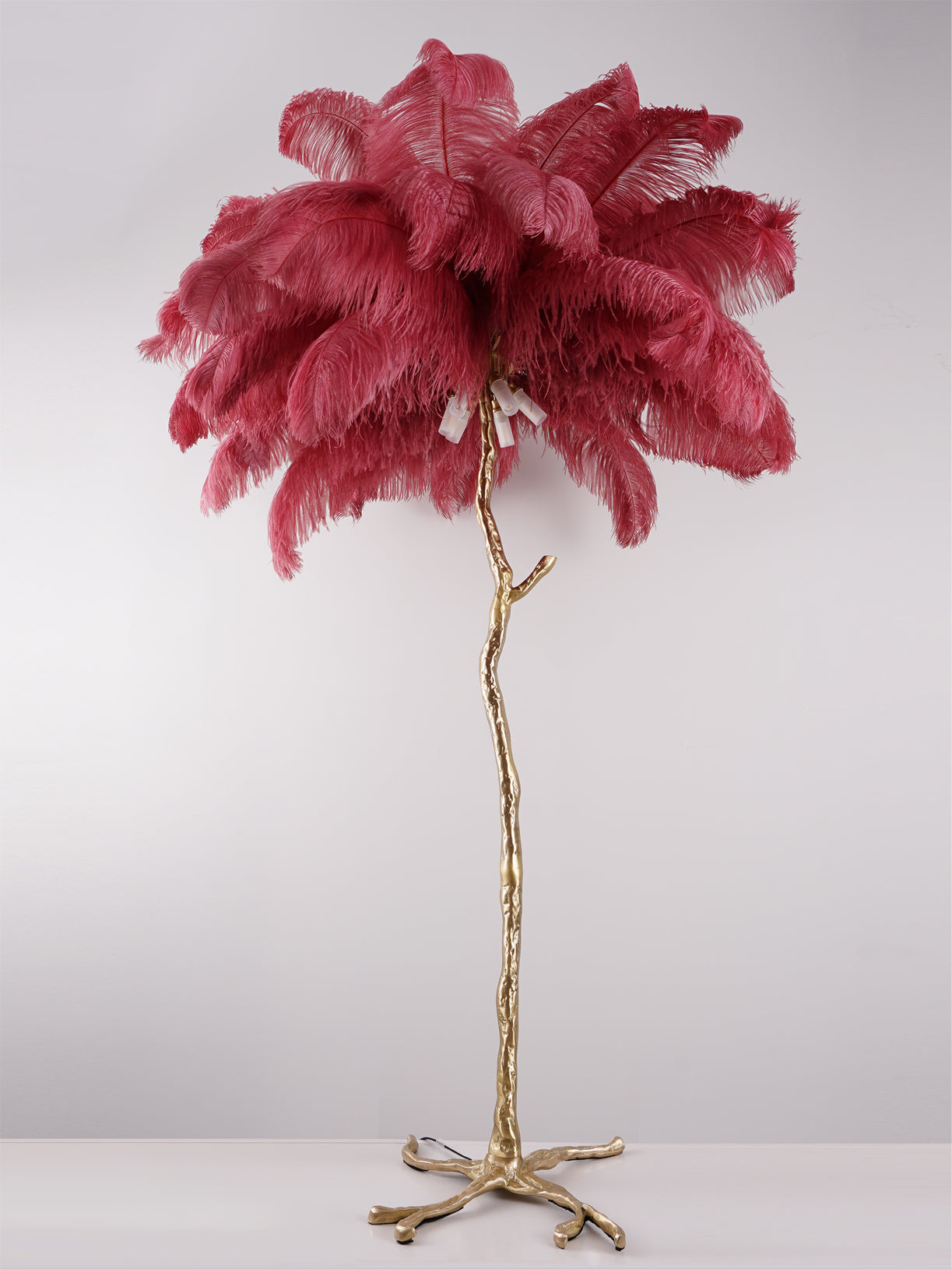 Ostrich Feather Brass Standing Lamp Floor Lamp