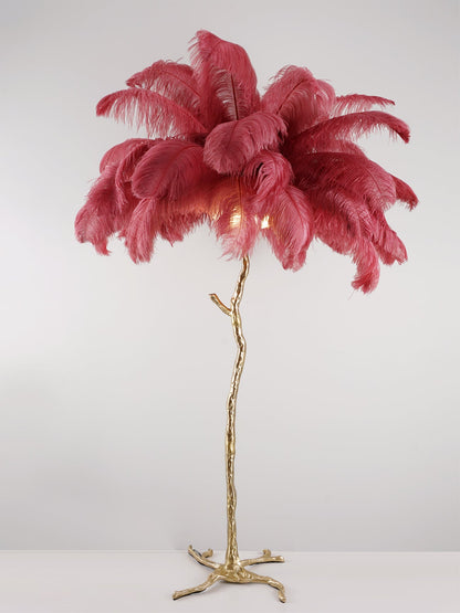 Ostrich Feather Brass Standing Lamp Floor Lamp