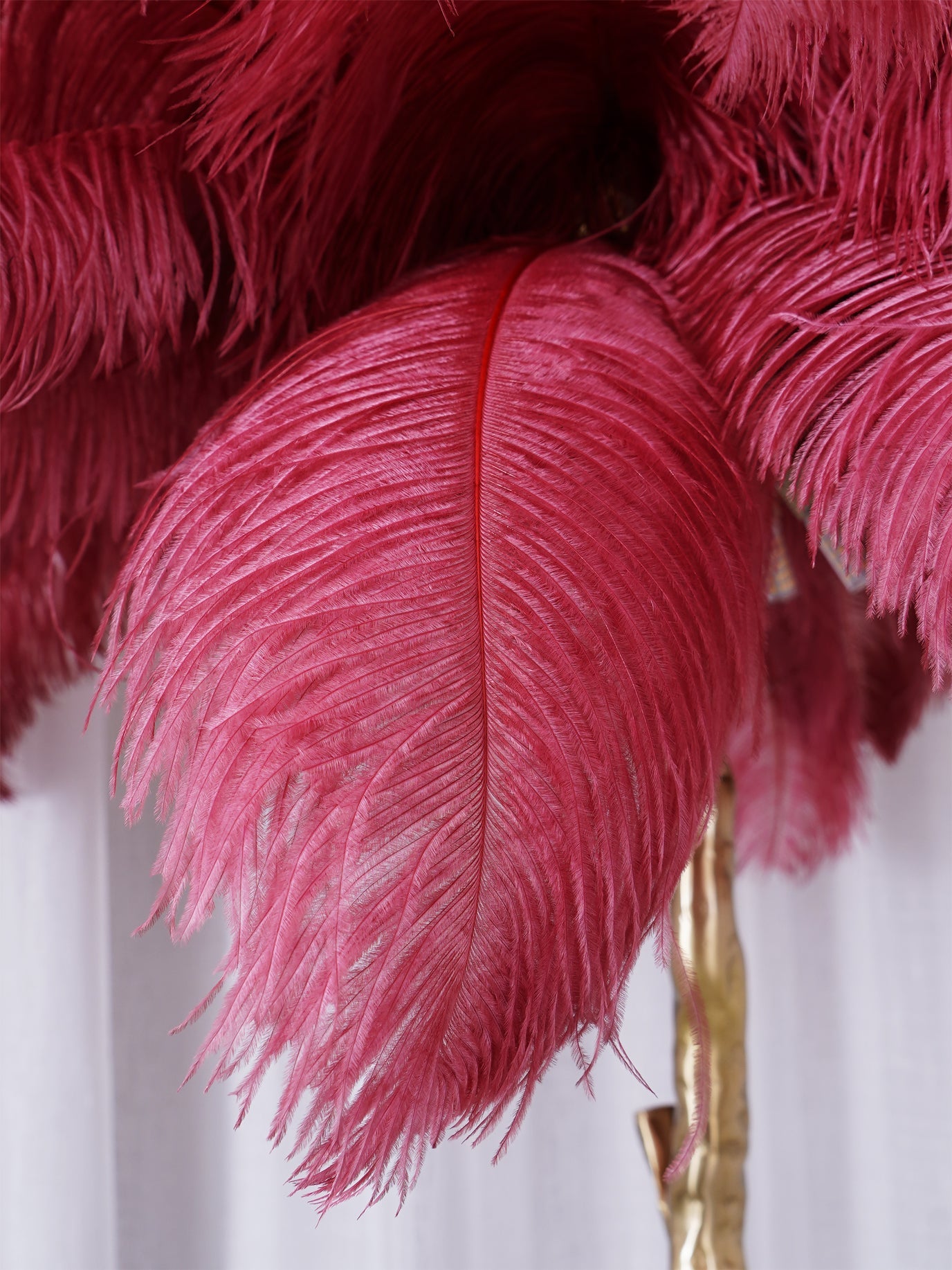 Ostrich Feather Brass Standing Lamp Floor Lamp