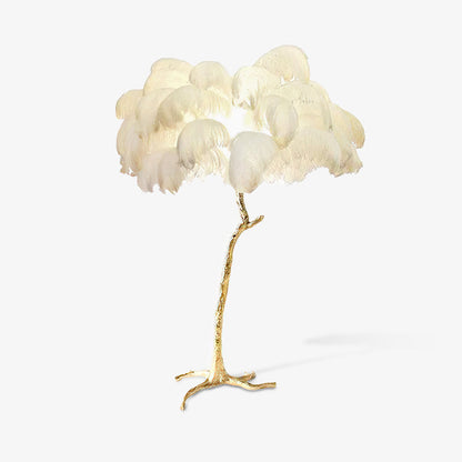 Ostrich Feather Brass Standing Lamp Floor Lamp