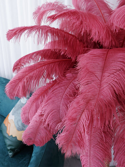 Ostrich Feather Brass Standing Lamp Floor Lamp