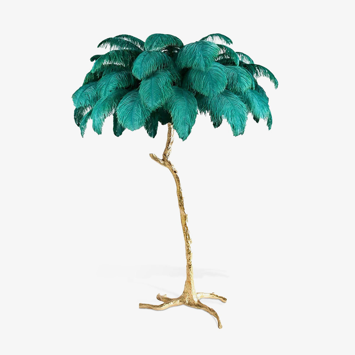 Ostrich Feather Brass Standing Lamp Floor Lamp