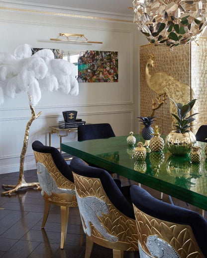 Ostrich Feather Brass Standing Lamp Floor Lamp