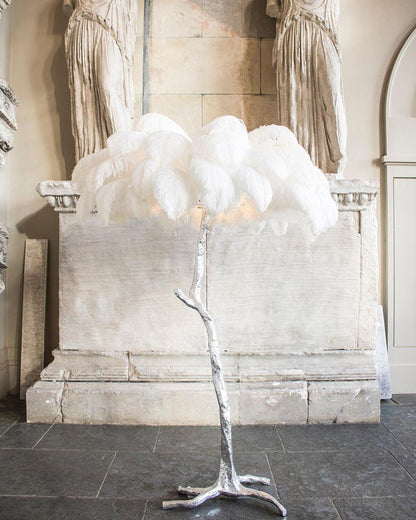 Ostrich Feather Brass Standing Lamp Floor Lamp