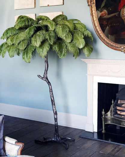 Ostrich Feather Brass Standing Lamp Floor Lamp