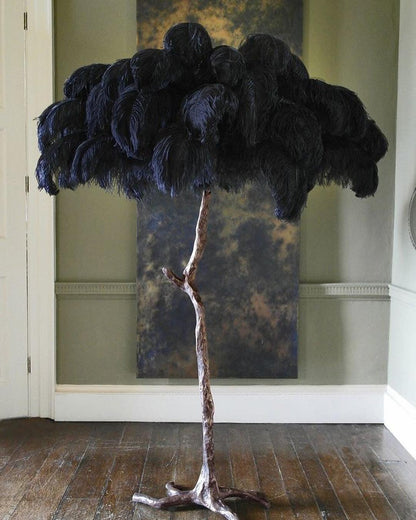 Ostrich Feather Brass Standing Lamp Floor Lamp