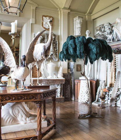 Ostrich Feather Brass Standing Lamp Floor Lamp